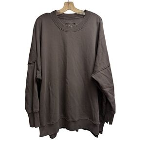 Aerie Charcoal Knit Oversized distressed Sweatshirt -L